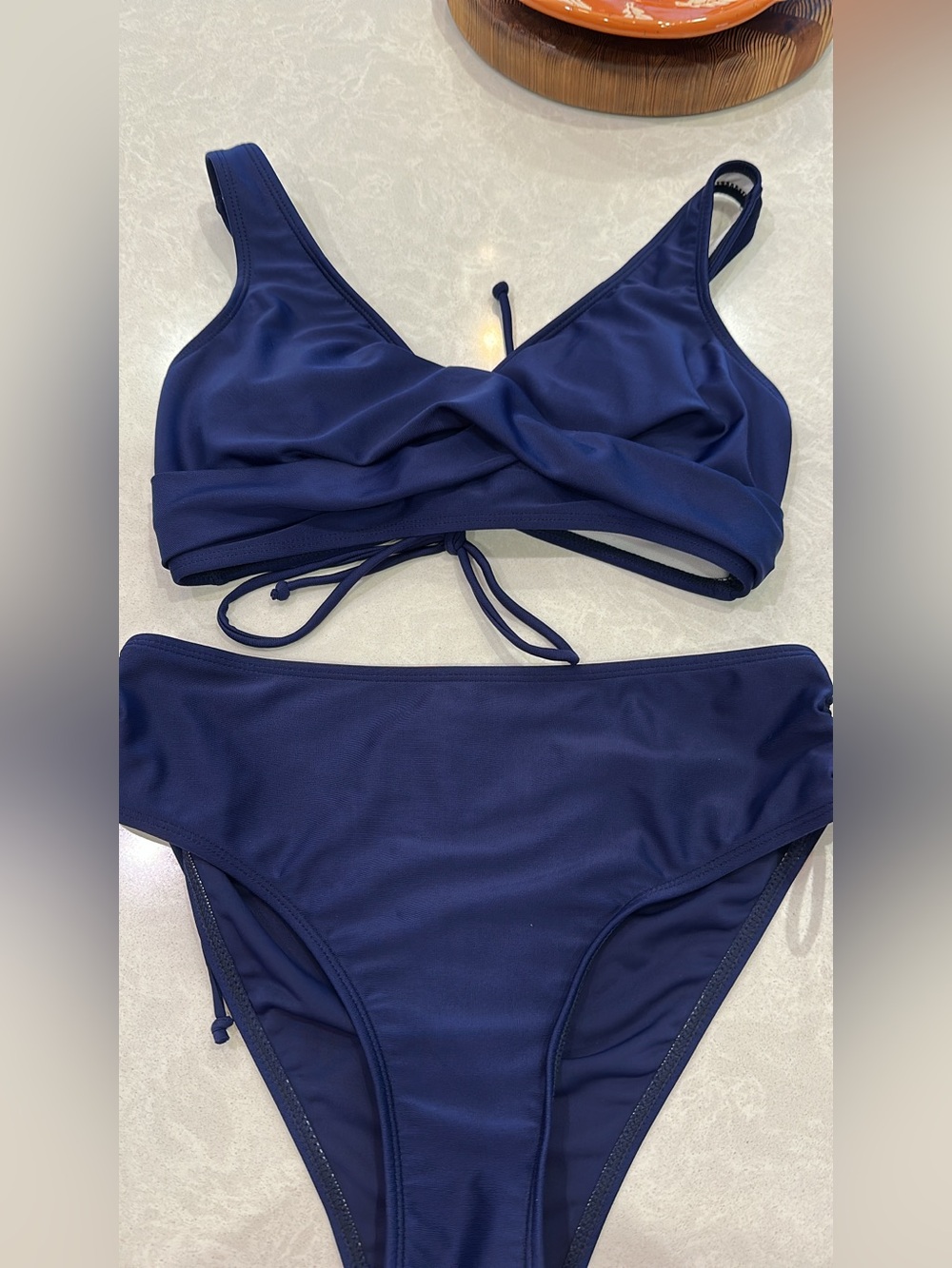 Women’s Navy Blue Twist Front Bikini Set